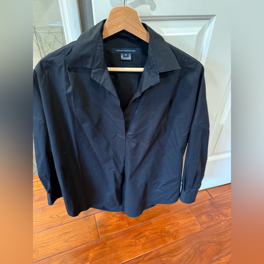 French Connection oversized collar shirt in black size XS